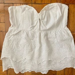 Strapless eyelet top
